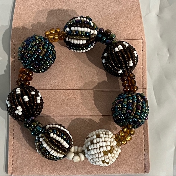 Seed Bead Ball Stretch Fall Color Bracelet Colorful Boho Bohemian - Picture 10 of 10